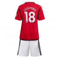 Manchester United Casemiro #18 Fußballbekleidung Heimtrikot Kinder 2023-24 Kurzarm (+ kurze hosen)